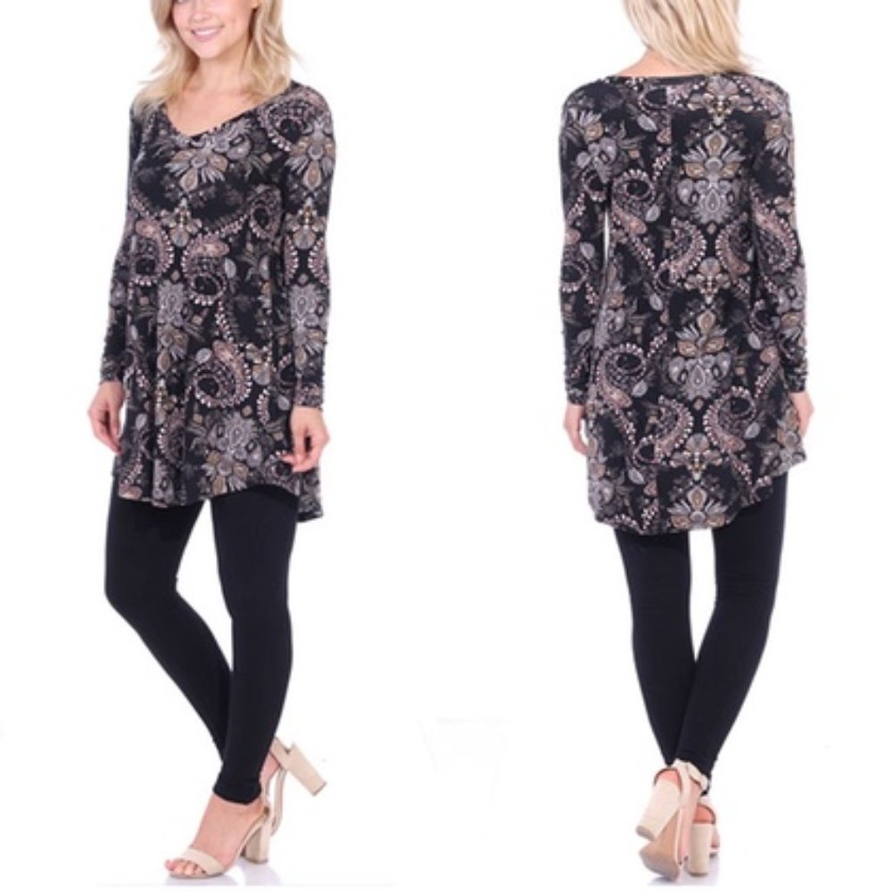 Popana Women's Long Sleeve V-Neck Tunic